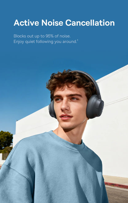 Baseus Bass EH10 NC Wireless Headphones Bluetooth 6.0 Noise Canceling 45dB Over Ear Headset Spatial Audio Earphone 80H Time