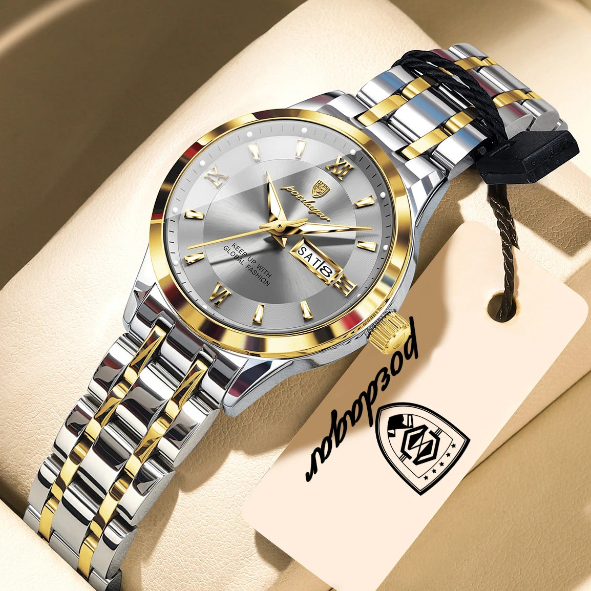 POEDAGAR Luxury Elegant Woman's Watches Luminous Waterproof Stainless Steel Ladies Wristwatch Quartz Week Date Women Watch Reloj