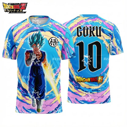 New Dragon Ball Super Saiyan Goku graphic football jersey Summer Sports Dry Quickly Men's T-Shirt Kid's Clothing Tee Y2k Woman