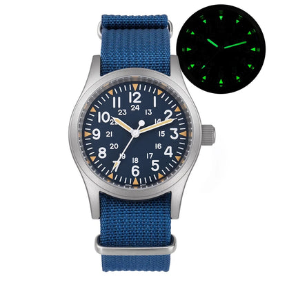 Militado ML05 Vintage Field Watch  VH31 Sweep Quartz Movement, Domed Sapphire Crystal, 38mm, Luminous & 100M Waterproof