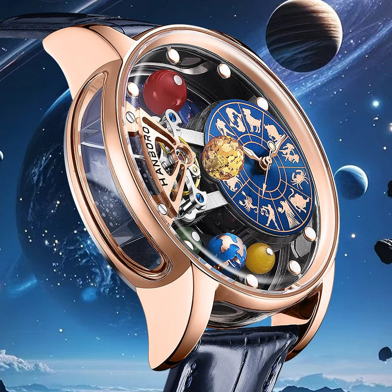 HANBORO Celestial Series 12 Constellation Men's Fully Automatic Mechanical Watch with Starry Sky Night Light Trend Watch