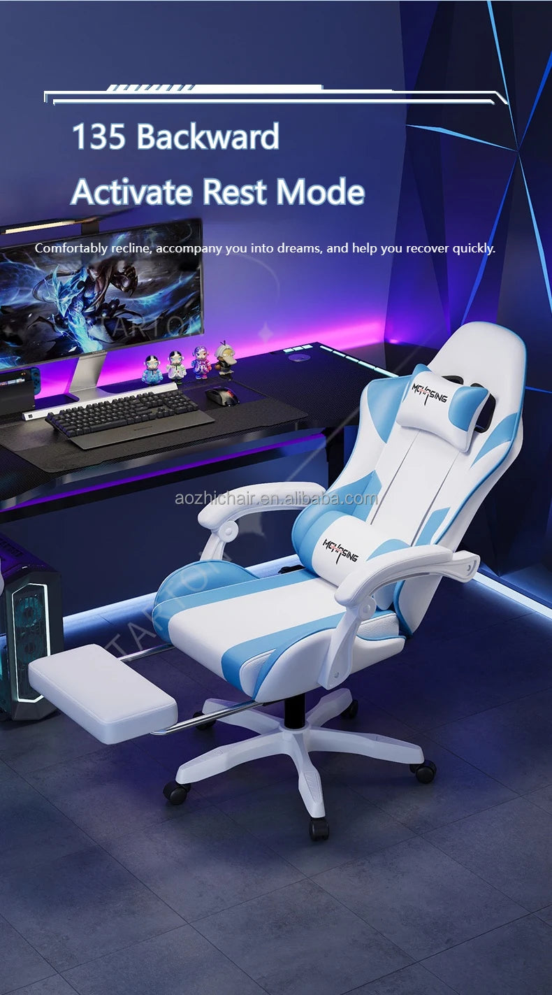 Ergonomická moderní otočná židle pro kancelář i domov – e-sportovní herní židle s kolečky v otočném stylu, počítačová herní židle