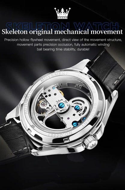 OLEVS 6661 Men Top Brand Watch Luxury All Transparent Hollow Men Mechanical Watch Original Fashion Waterproof Classic Men Watch