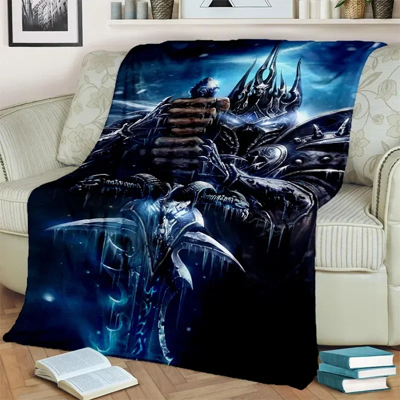 3D World of Warcraft-spil WOW Lich King DH-tæppe, blødt tæppe til hjemmet, soveværelset, sengen, sofaen, picnic, rejser, kontoret og børn