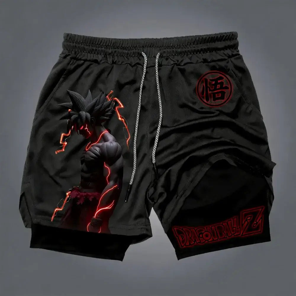 Dragon Ball Goku Unisex Harajuku Anime Printed 2026 Summer New Product Loose Sports Breathable Quick Drying Double Layer Shorts, Produit gaming premium Fraquane, nouvelle génération