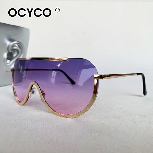 2026 Oversized Metal Rimless Integrated Windproof Sunglasses For Women Trends Y2k Luxury Brand Design Sun Glasses Unisex UV400