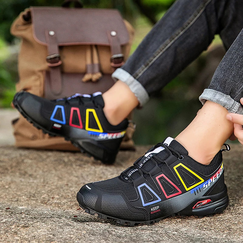 Men Cycling Shoes Outdoor Mountain Cross-Country Cycling Shoes Men Non-Slip Wear-Resistant Cycling Training Shoes Hiking Shoes