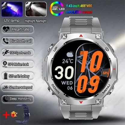 T-Rex 3 Military Smartwatch for Men  GPS Sports Tracker, 5ATM Waterproof, Heart Rate Monitor & Bluetooth Calling