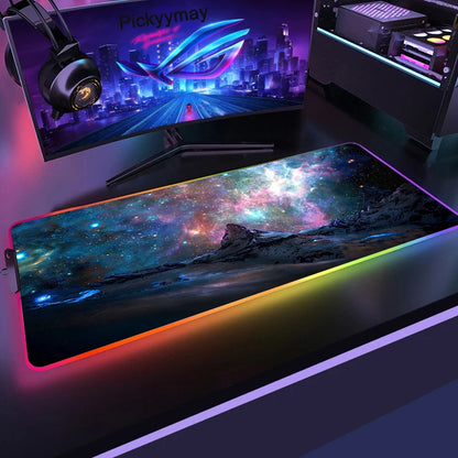 Velika RGB podloga za gaming miš, LED podloga za miš, gamerska podloga za stol, podloga za PC stol, RGB podloga za tipkovnicu XXL 90x40cm