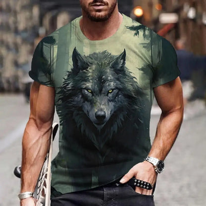 Wolf T-Shirt 3d Digital Animal Print Graphic camisa hombre Causal Tees Short Sleeves Comfortable Pullover Tops Men's Clothing