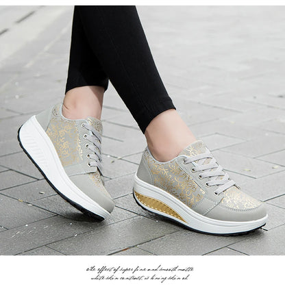 Women’s Leather Casual Sneakers Fashion Comfortable Platform Walking Shoes Wedge Moccasins Breathable Loafers Zapatos De Mujer