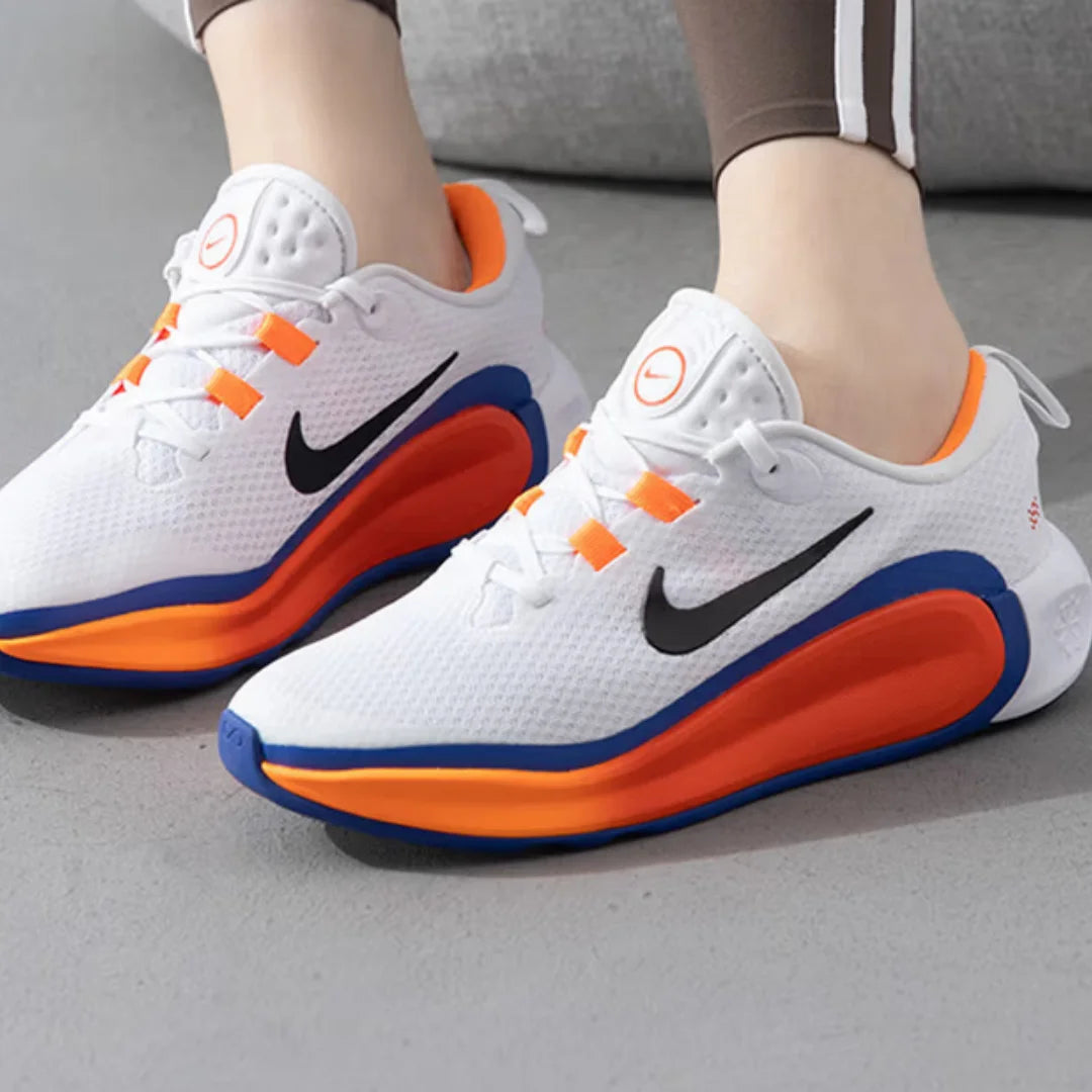 Nike's New Model of Rebounding Cushioning Foam Sole Lightweight Comfortable Training Running Shoes for Women, Infinity Flow, Durable with Strong Support, Minimalist Style Outdoor Sports Running Shoes, Clean White with Eye-Cat
