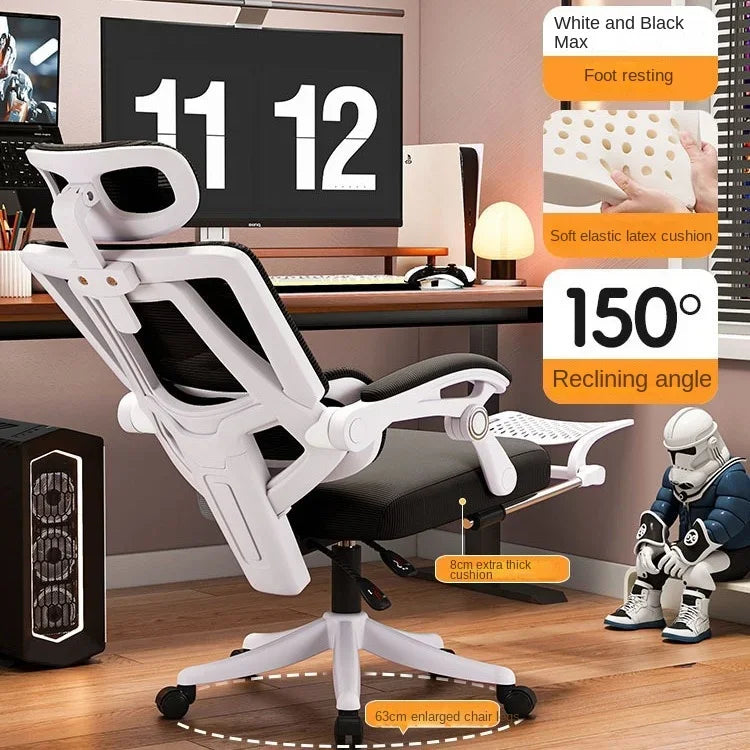 Ergonomiczne siatkowe krzesło biurowe z podparciem lędźwiowym, krzesło komputerowe z wysokim oparciem dla dorosłych, wygodne krzesło do pracy przez długie godziny