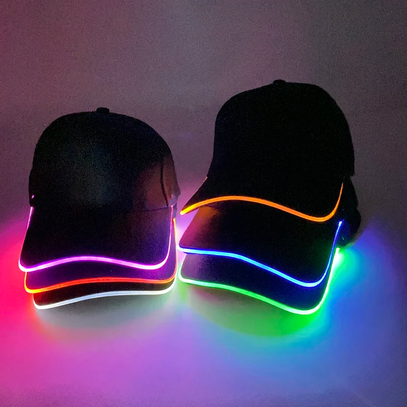 Madinga šviečianti beisbolo kepuraitė su LED apšvietimu, hiphopo stiliaus kepurė barui ir klubui, fluorescencinė kepurė vyrams ir moterims, DJ šokių reikmenys ir kostiumo aksesuaras