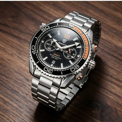 Montre-bracelet de luxe pour homme de marque QINGXIYA, chronographe sport étanche avec date lumineuse, montre à quartz décontractée pour homme