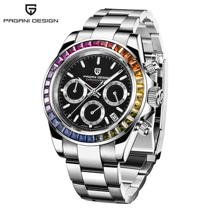 PAGANI DESIGN men’s chronograph watch – Luxury quartz wristwatch, luminous and water-resistant.
