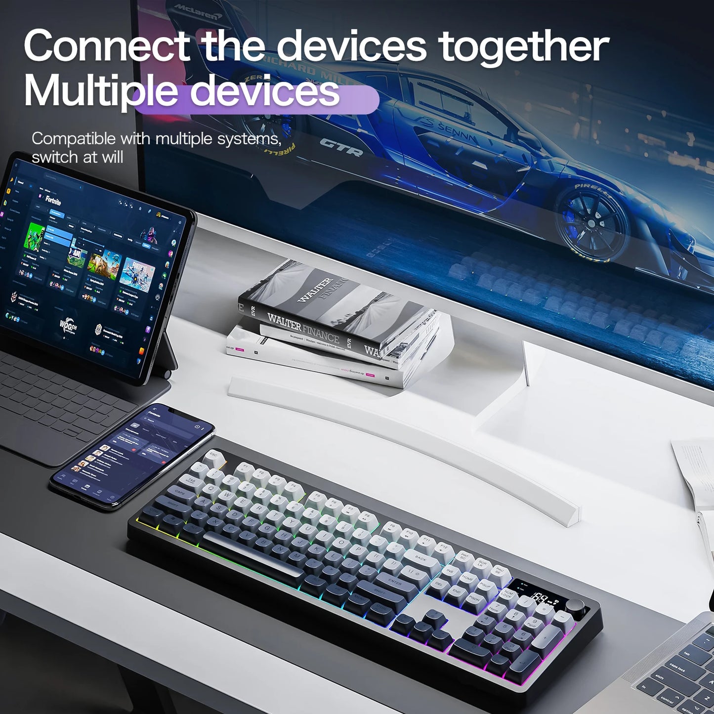XUNFOX  TK100 wireless 2.4 keyboard Bluetooth dual-mode game silent office notebook universal keyboard