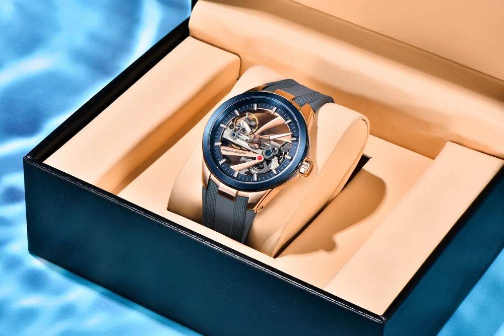 Herrenuhr PAGANI DESIGN – Mechanisches Automatik-Luxusmodell, durchbrochenes Zifferblatt, Saphirglas mit Antireflexbeschichtung, wasserdicht, leuchtende Zeiger – Geschenkidee für Herren