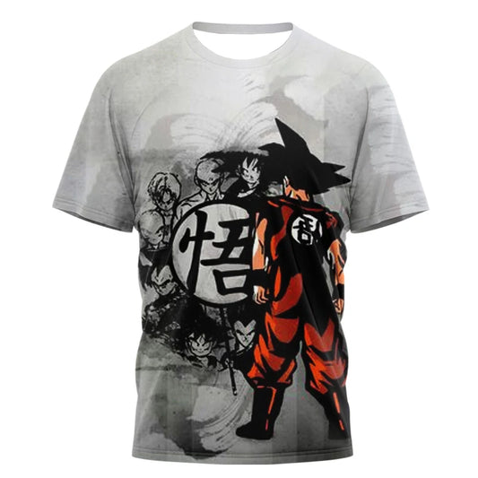 2026 Summer Dragon Ball Goku "Ink Martial Arts" 3D Printed Breathable Quick-Drying T-Shirt for Men and Women, Parental Use Top