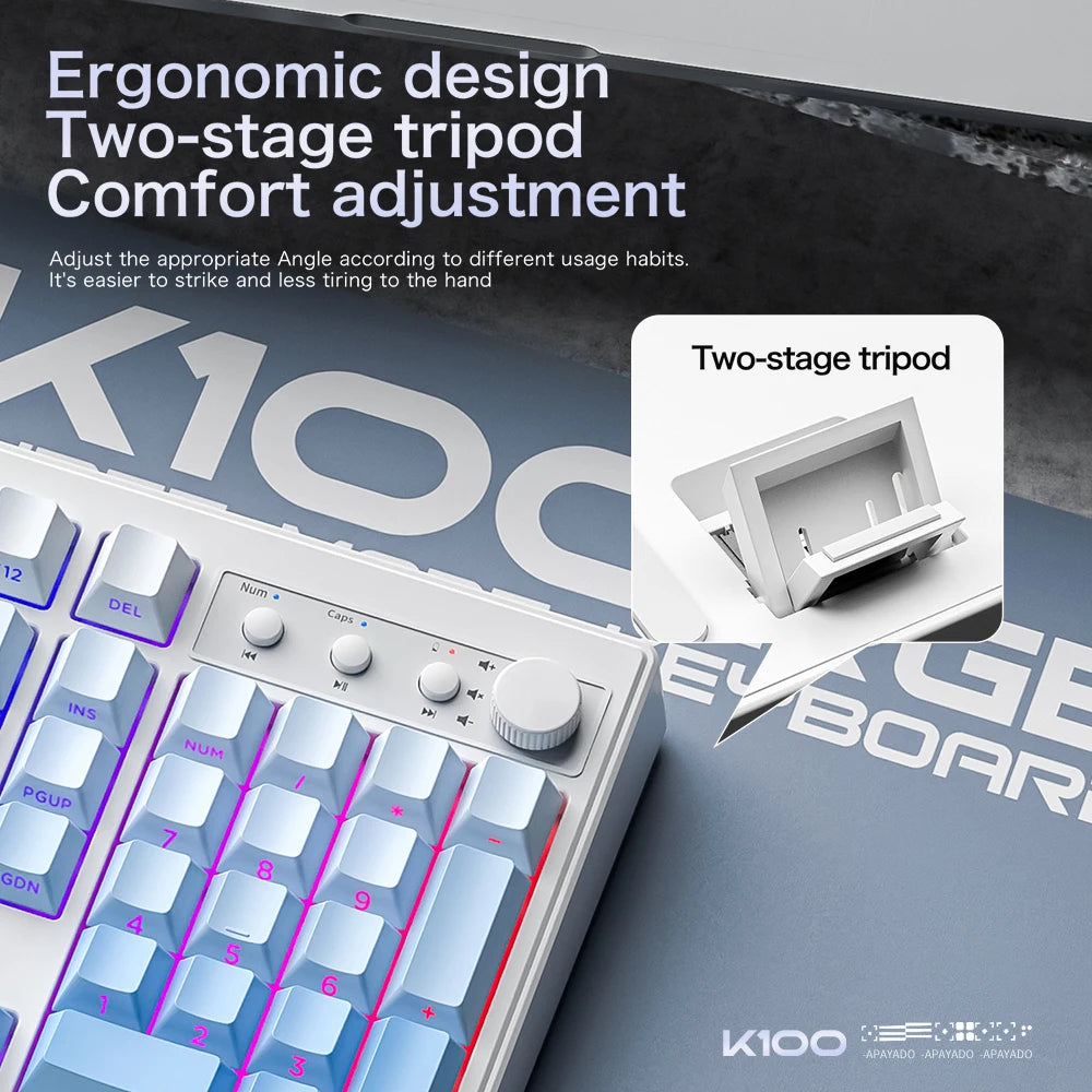 FREEWOLF K100 Wireless Keyboard Quiet with Media Knob|Side-print Backlit|4000mAh|26-Key Rollover Mechanical Feel Keyboard