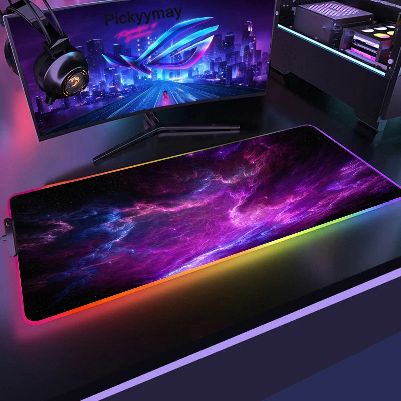 Velika RGB podloga za gaming miš, LED podloga za miš, gamerska podloga za stol, podloga za PC stol, RGB podloga za tipkovnicu XXL 90x40cm