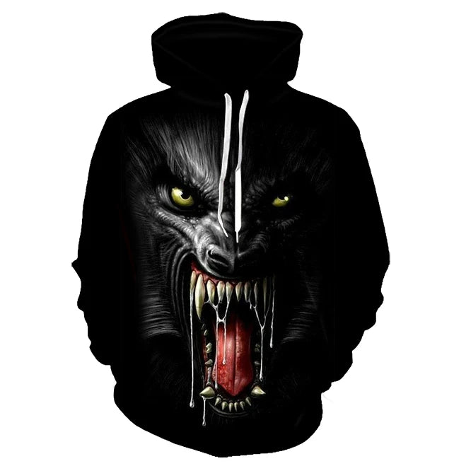 Majice s kapuljačom s 3D printom vuka za muškarce i žene, modne ležerne oversize pulover hoodice, hip-hop Harajuku streetwear