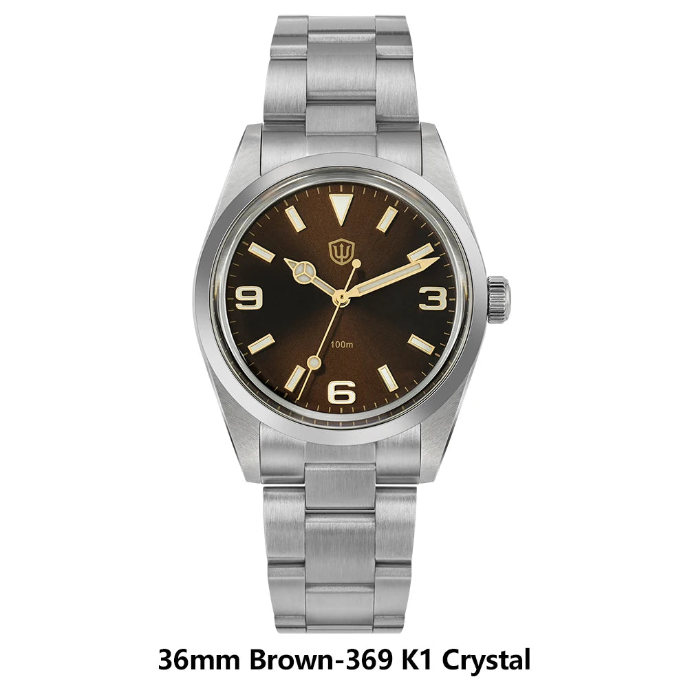 Watchdives WD1016 V3 kvarc karóra, 37 mm-es rozsdamentes acél tok, zafírüveg, vintage stílusú karóra, VH31 Sweep mozgás, 100 m vízálló férfi karóra