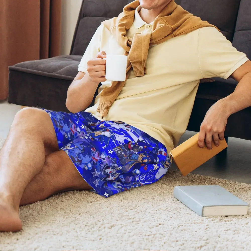 Custom Shadow The Hedgehog Sonic Poster Short Pajama Pants Men Sleepwear Sleep Lounge Bottom Shorts Sleeping Pants
