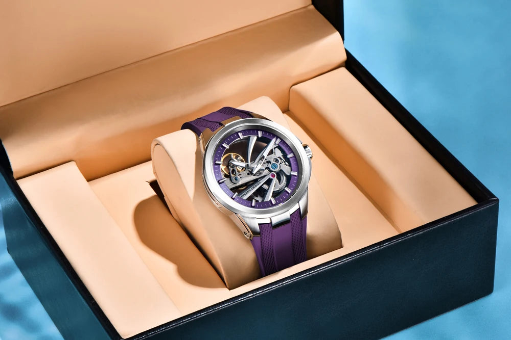 Herrenuhr PAGANI DESIGN – Mechanisches Automatik-Luxusmodell, durchbrochenes Zifferblatt, Saphirglas mit Antireflexbeschichtung, wasserdicht, leuchtende Zeiger – Geschenkidee für Herren