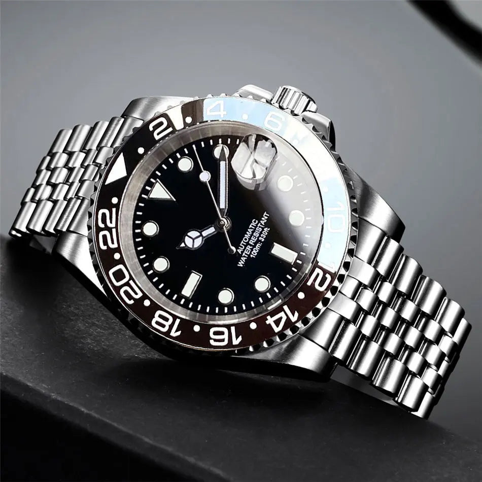 200m wasserdichte Miyota 8215 Automatikuhr für Herren, Taucheruhr, 40mm, mechanisches Uhrwerk, Leuchtanzeige, Jubilee-Armband, Glide-Lock-Schließe