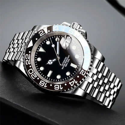 200m wasserdichte Miyota 8215 Automatikuhr für Herren, Taucheruhr, 40mm, mechanisches Uhrwerk, Leuchtanzeige, Jubilee-Armband, Glide-Lock-Schließe