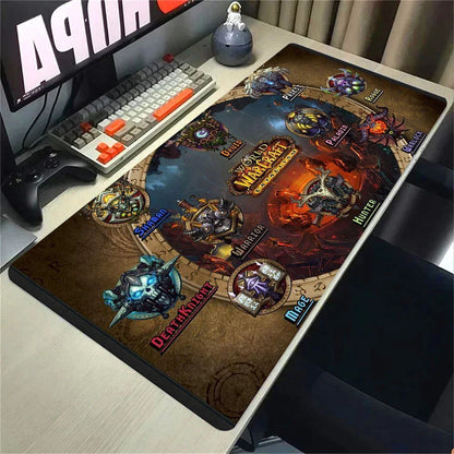 Naturelle Horde Alliance-muismat van rubber, grote bureaumat voor computer en toetsenbord, HD World of Warcraft-gamingmuismat met snelheidsoppervlak en gestikte rand