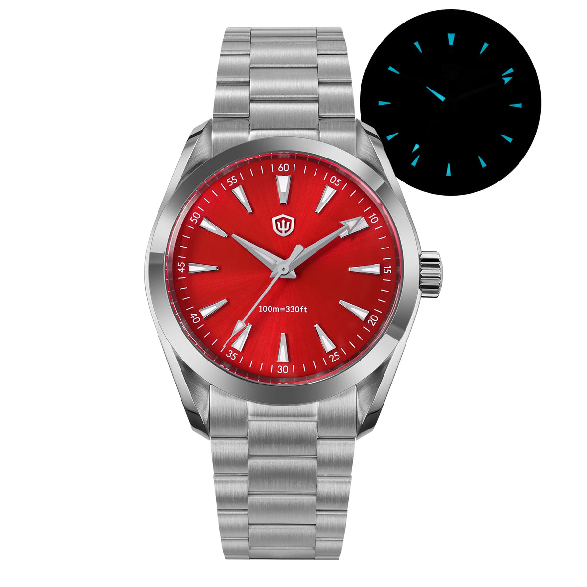 Montre Watchdives WD0006, mouvement VH31 à trotteuse fluide, verre saphir bombé, revêtement luminescent BGW9, étanche à 10 bars, 38 mm, style vintage