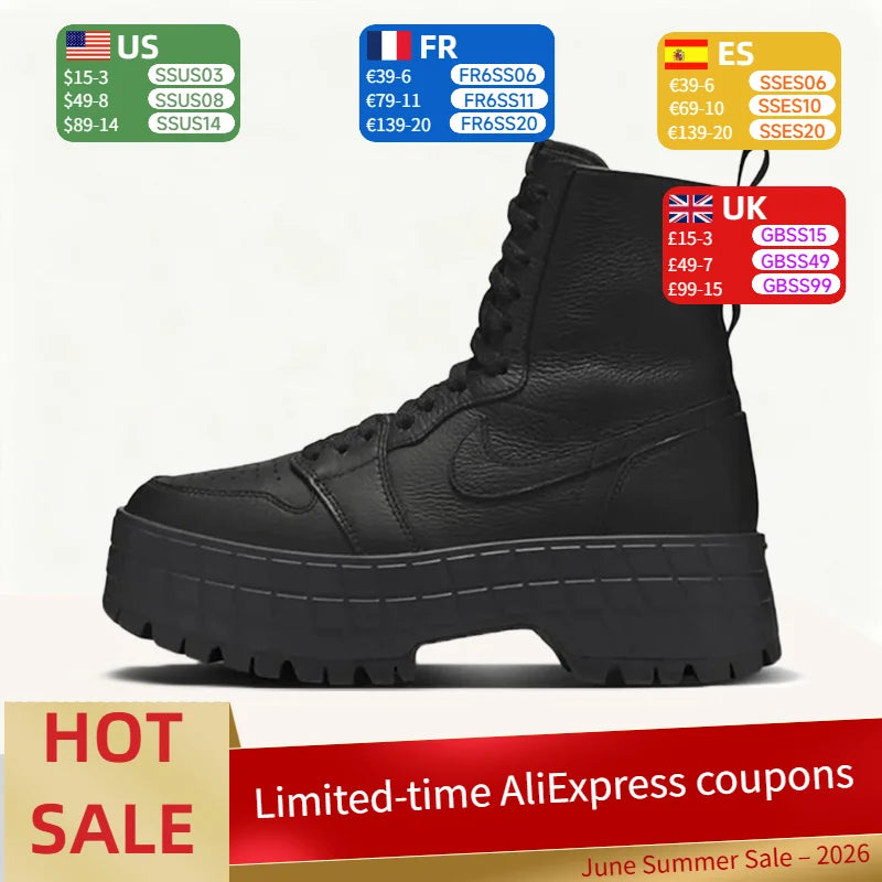 Nike Jordan Air Jordan 1 Brooklyn: Botas de cano curto para mulher, simples, macias, antiderrapantes, resistentes e leves, com biqueira arredondada, pretas FJ5737-001