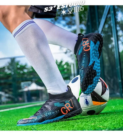 Kinder-Fußballschuhe mit Zehenschutz gegen Stöße, Schnürverschluss, kurzen rutschfesten Stollen, strapazierfähig und atmungsaktiv, für Outdoor-Spiele auf Rasen