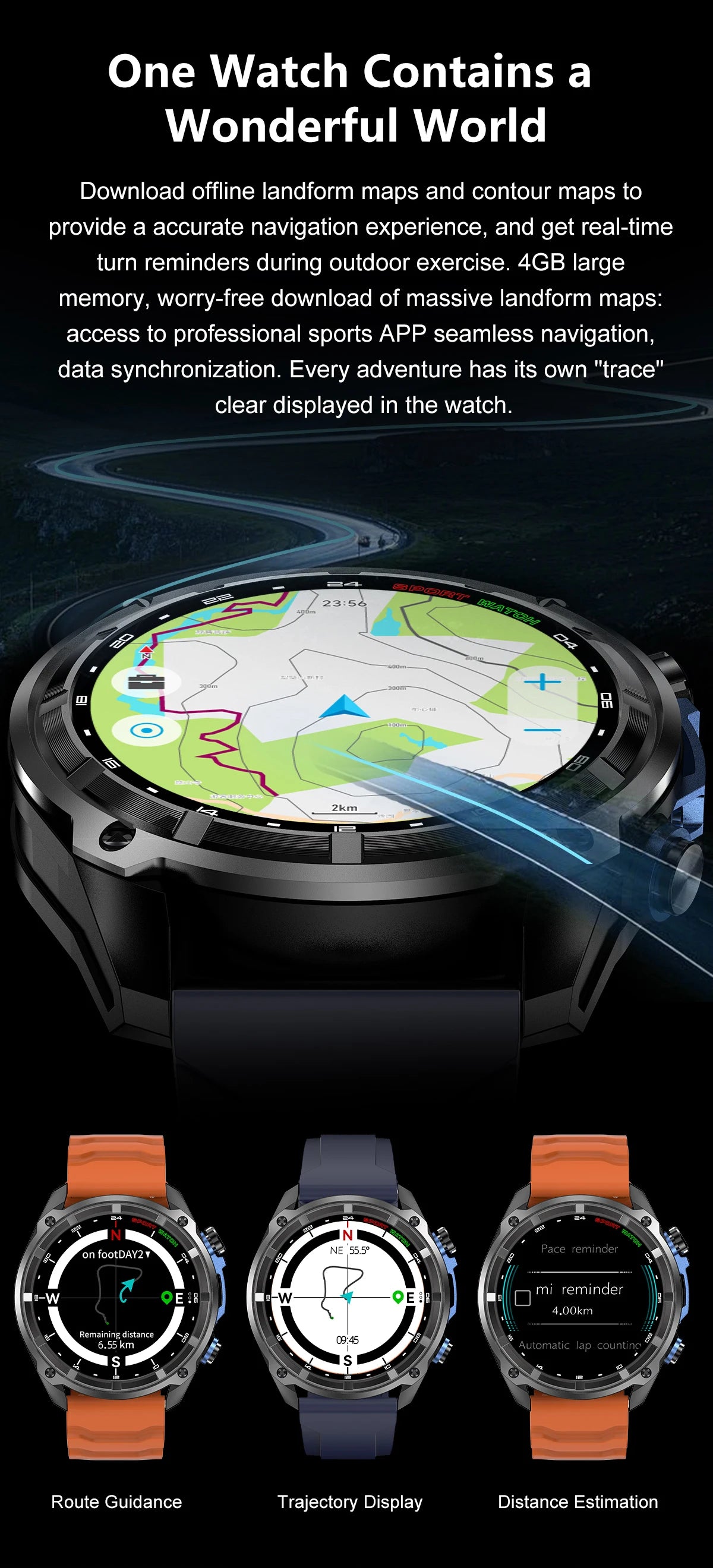 New Outdoor Precise GPS Map GNSS Smart Watch Men 10TM Waterproof 1000mAh Battery 170+Sport Mode Bluetooth Call AMOlED Smartwatch