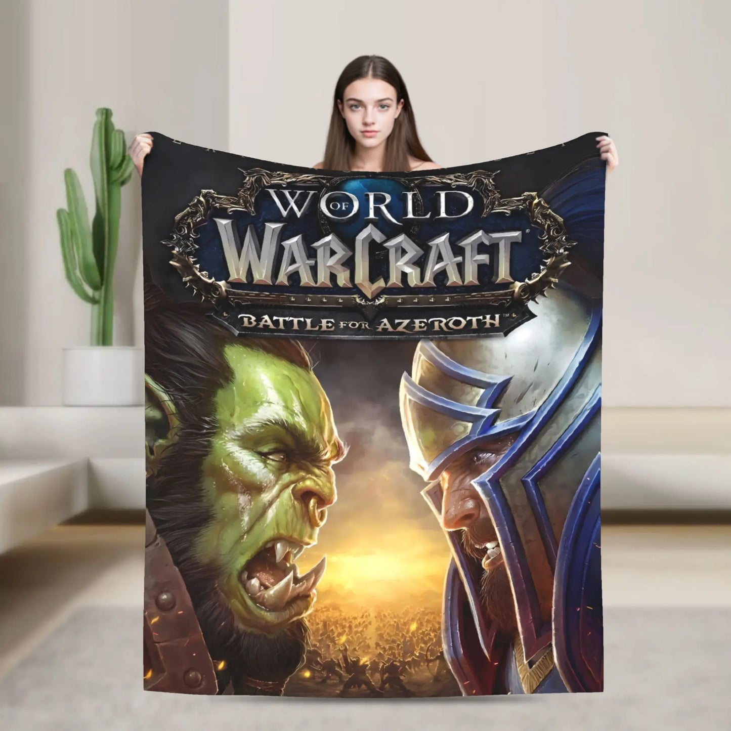 WOW World of Warcraft Arthas Retro Game Flannel Blanket  Super Warm Throw Blanket for Bedroom Camping Bedspread Sofa Bed Cover