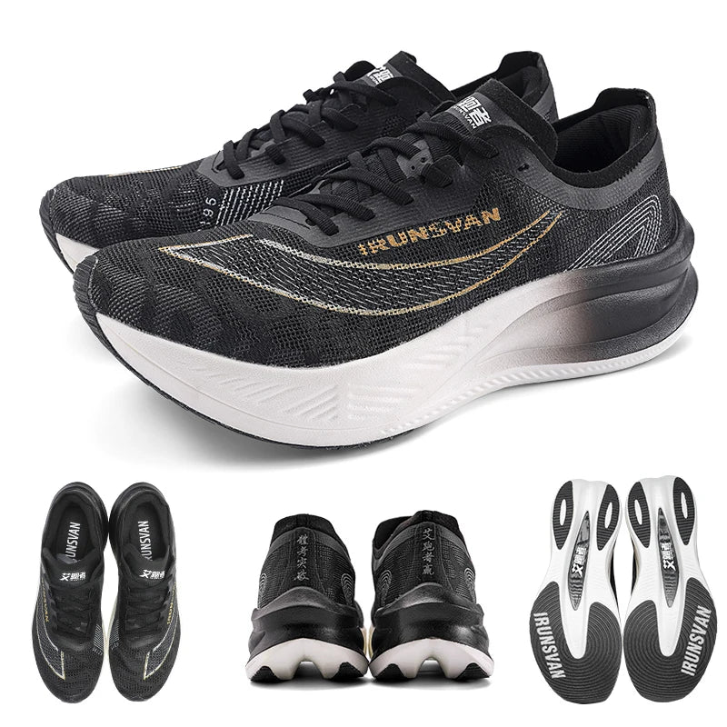 IRUNSVAN Men Running Shoes Breathable Sports Shoe Lightweight Marathon Carbon plate Sneaker Casual Comfortable Athletic Training