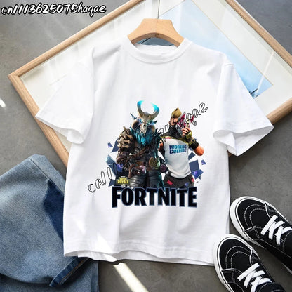 Neue Fortnite-Sommer-T-Shirts für Kinder, Cartoon-Figur-Grafik-T-Shirt, lässige Sport-Kurzarmtops für Jungen