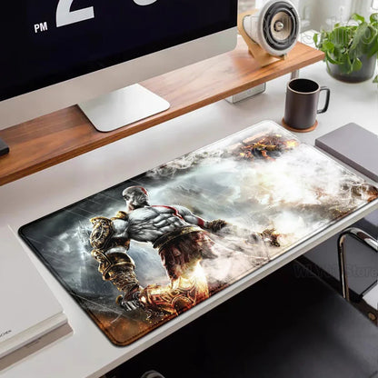 XXL egérpad God of War íróasztali szőnyeg játékos kiegészítők billentyűzet számítógépes egérpad játékosok számára nagy méretű PC-szekrény irodai asztal szőnyeg