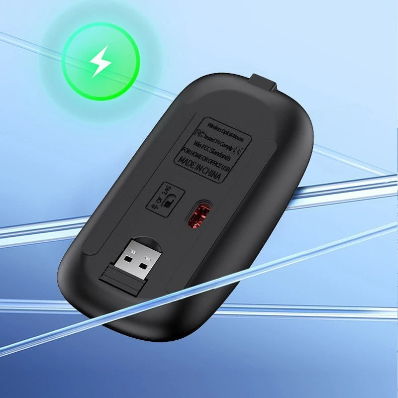 JOMAA Bluetooth-&2.4G-USB-Tastatur-und-Maus-Set für Laptop, Computer und iPad, wiederaufladbare kabellose Tastatur-und-Maus-Kombination, leise