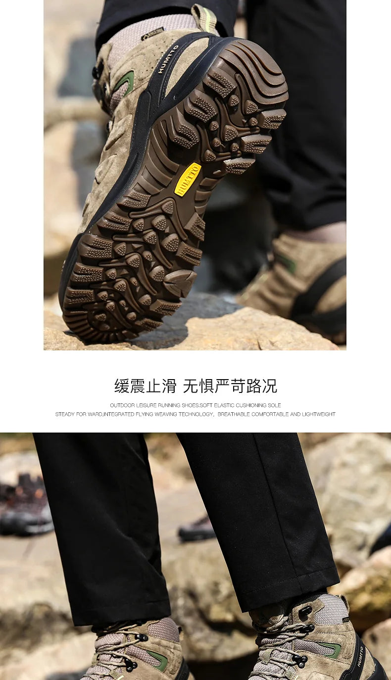 HUMTTO Buty trekkingowe męskie wodoodporne buty myśliwskie taktyczne pustynne buty bojowe za kostkę do trekkingu dla mężczyzn i kobiet ciepłe skórzane sneakersy