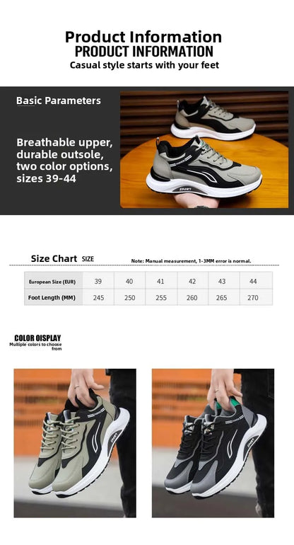 Modne męskie buty sportowe w koreańskim stylu, sznurowane, casualowe, do biegania, wygodne, oddychające, z grubą podeszwą