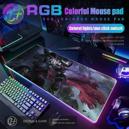 World of Warcraft Sylvanas Mouse Pad RGB Gaming Mouse Pad Desk Mat HD Gamer Large LED Light XXL MousePads PC Computer Carpet