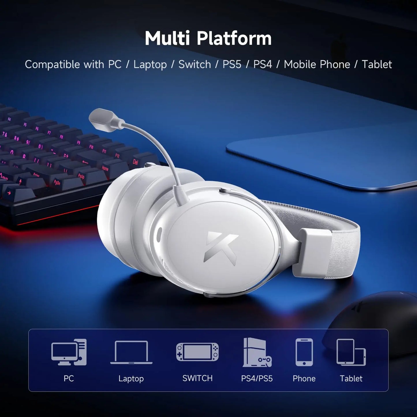 MCHOSE V9 PRO Wireless Gaming Headset 7.1 Surround Sound Bluetooth 5.4 Low Latency Gaming Headphones for PS5 PS4 PC Switch