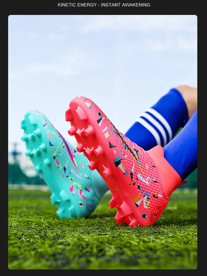 Professional Soccer Shoes Men Outdoor High-Top Sports Football Boots Boots Ag/Fg Long Spikes Artificial Grass Training Match