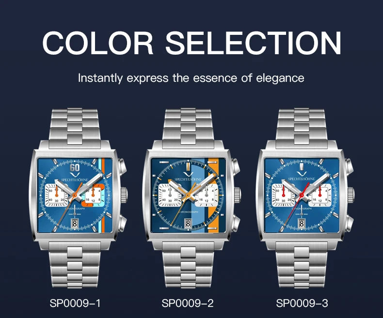 Specht&Sohne Men's Watch Luxury Brand Waterproof Stainless Steel Leather Japan VK Multifunctional Quartz Watch Religio Masculino