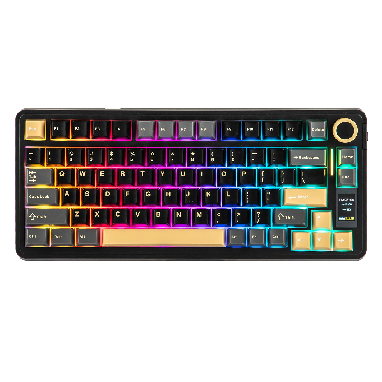 Teclado mecánico EPOMAKER X AULA EA75 MAX 75% ANSI US con hot-swap, montaje gasket, conexión por cable/BT/inalámbrica 2.4GHz, pantalla y perilla