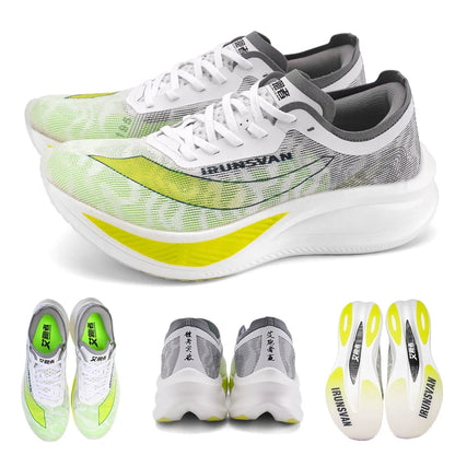 IRUNSVAN Zapatillas profesionales de maratón para hombre con placa de carbono de nailon, zapatillas deportivas de carretera ligeras para mujer, trainers deportivos