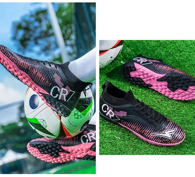 Kinder-Fußballschuhe mit Zehenschutz gegen Stöße, Schnürverschluss, kurzen rutschfesten Stollen, strapazierfähig und atmungsaktiv, für Outdoor-Spiele auf Rasen